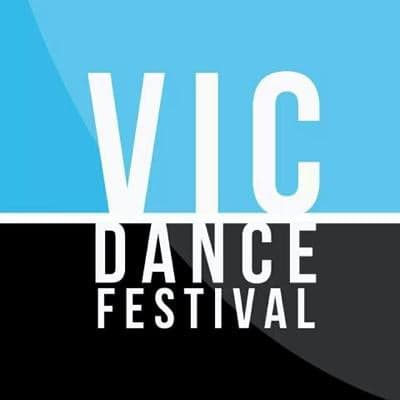 VIC Dance Festival logo, blue and black background.